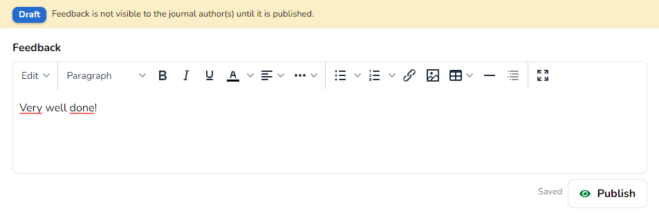 Feedback publish draft