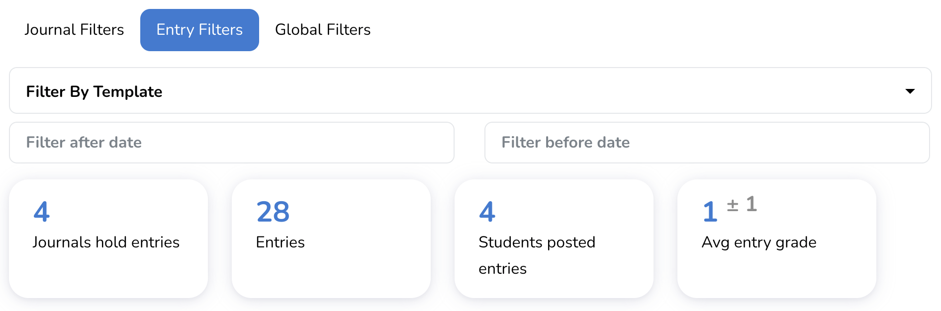Analytics panel entry filters tab