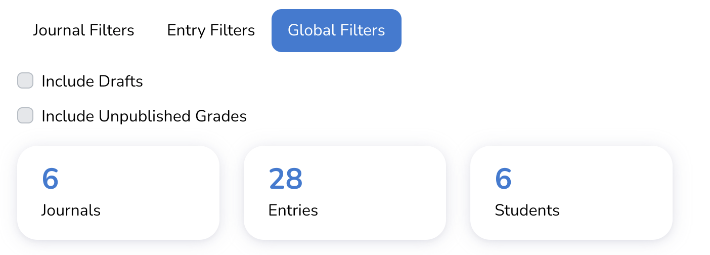 Analytics panel global filters tab
