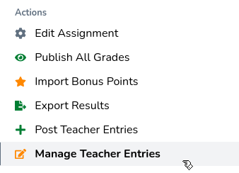 Assignment actions manage teacher entries highlighted